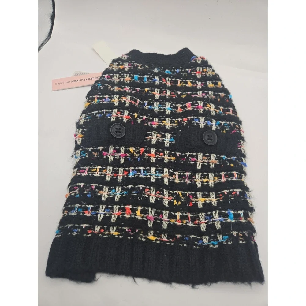 Bloomingdale's Aqua Dog Sweater Black Multi - Size SMALL MRSP $58 *NEW*